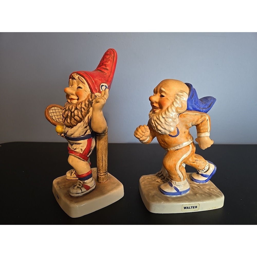 GOEBEL CO-BOY WALTER THE JOGGER & TED THE TENNIS PLAYER W GERMANY FIGURINE GNOME